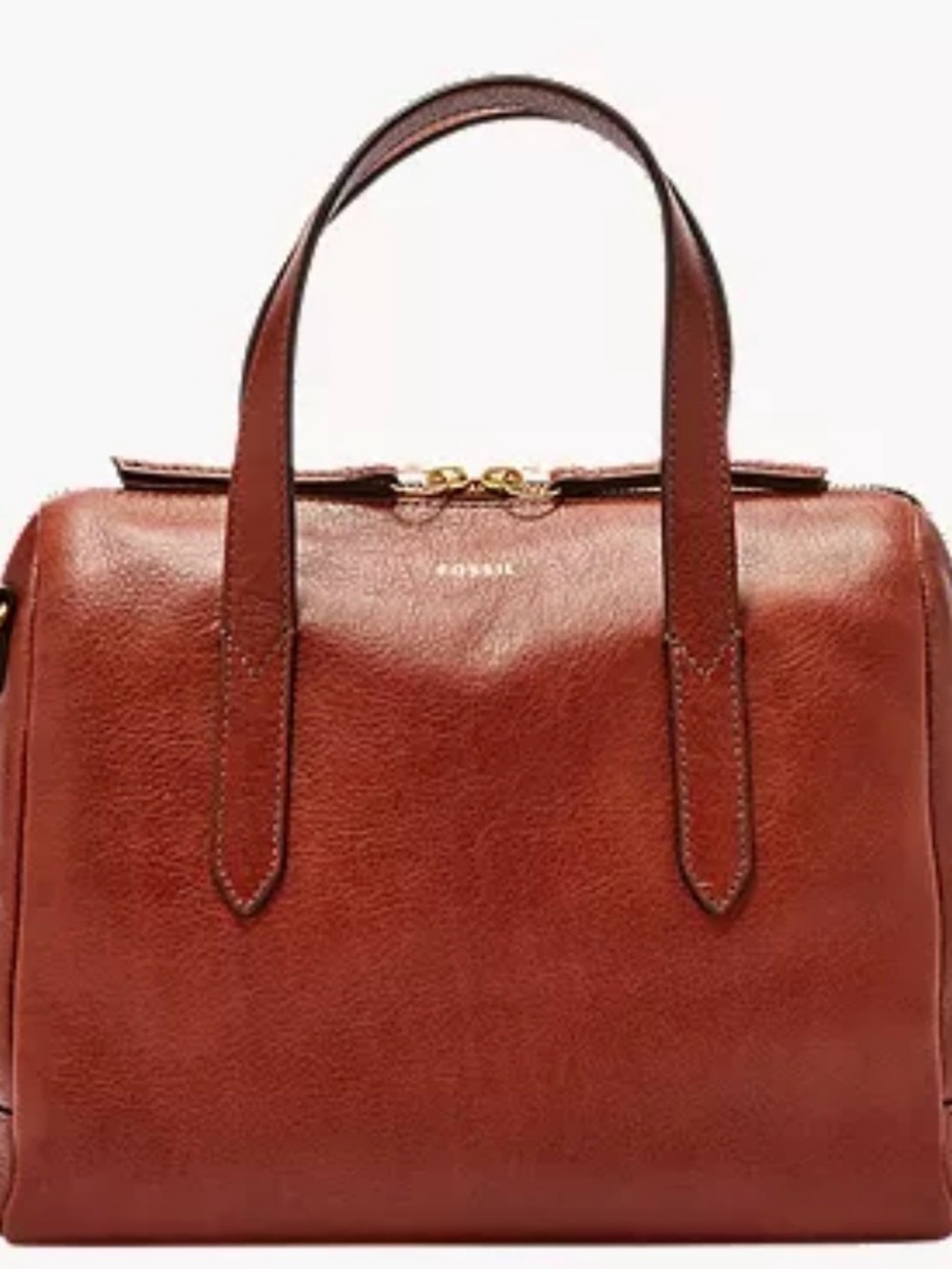 Fossil Cognac Leather Satchel with Top Handles - Picture 6 of 6